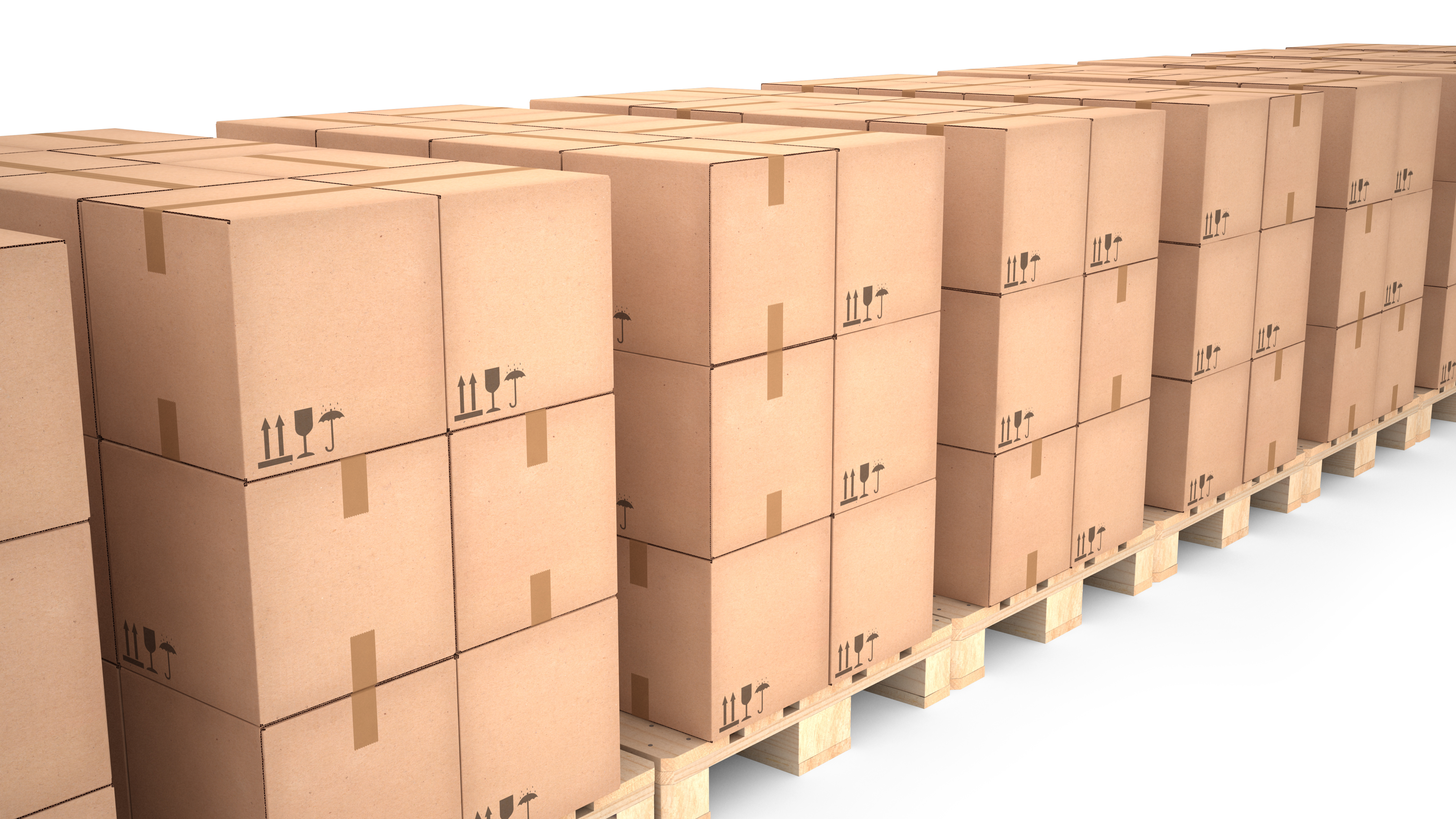 Boxes stacked in storage rooms
